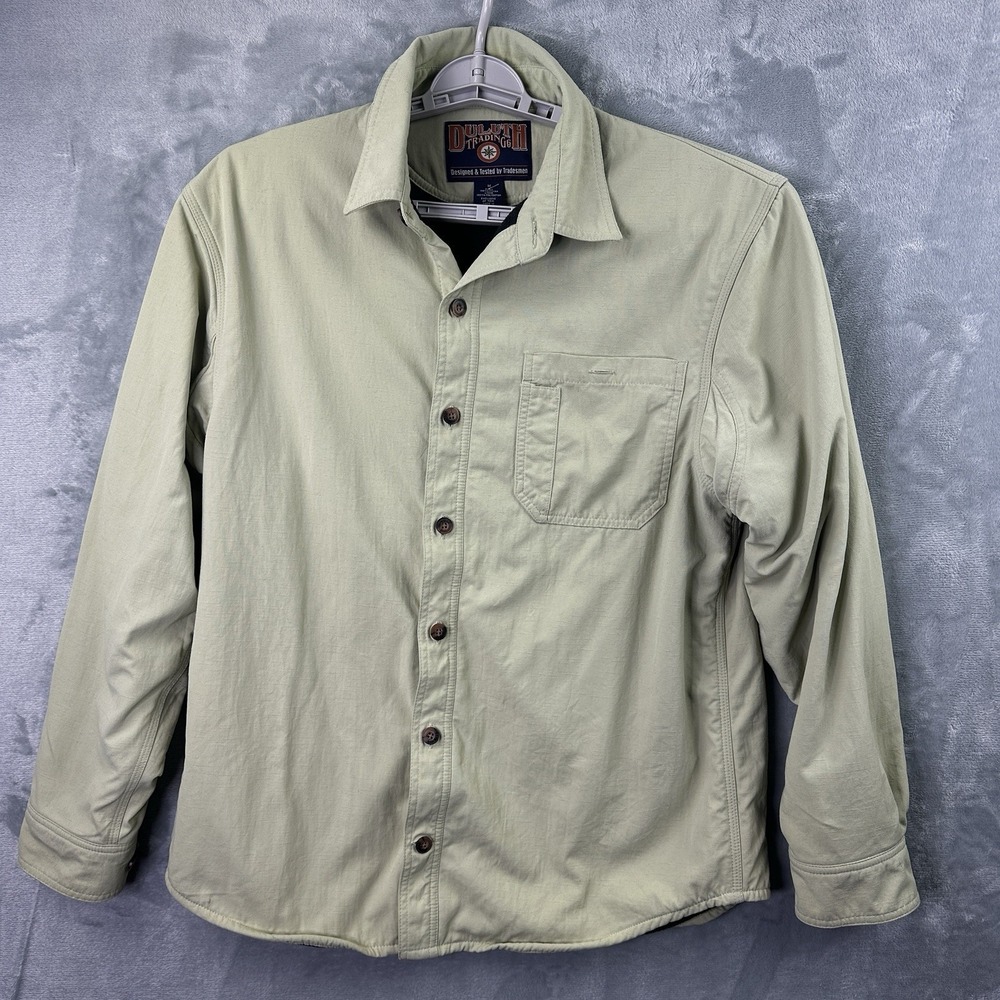 DULUTH TRADING CO. Men Medium Beige Canvas Fleece Lined Shirt Jacket